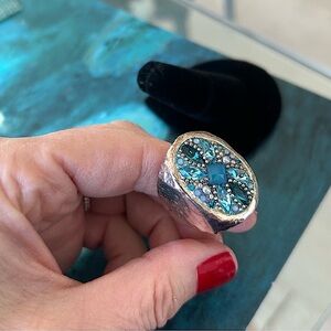 🔥Stunning hand-made designer Sterling ring with Swarovski crystals